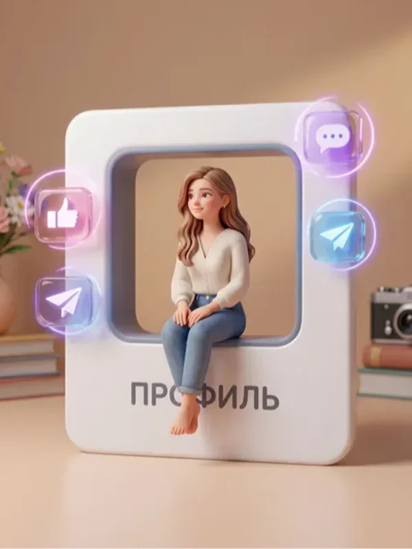 3D-карточка профиля с девушкой