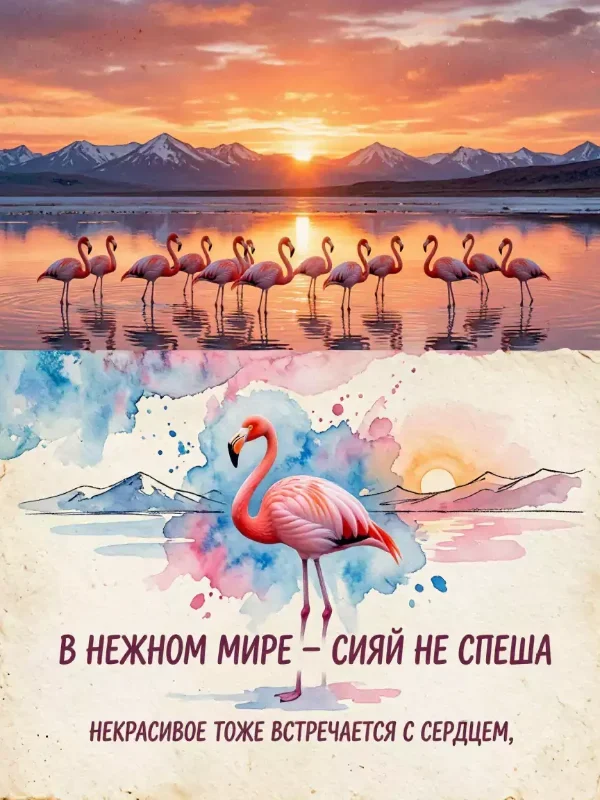 Двухпанельная композиция с фламинго