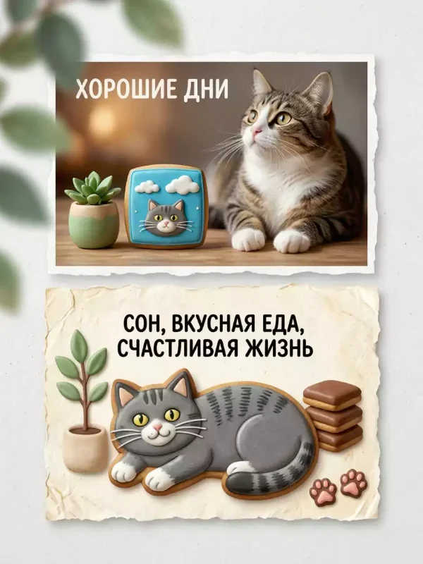 Диптих — фото кота и печенье-версия